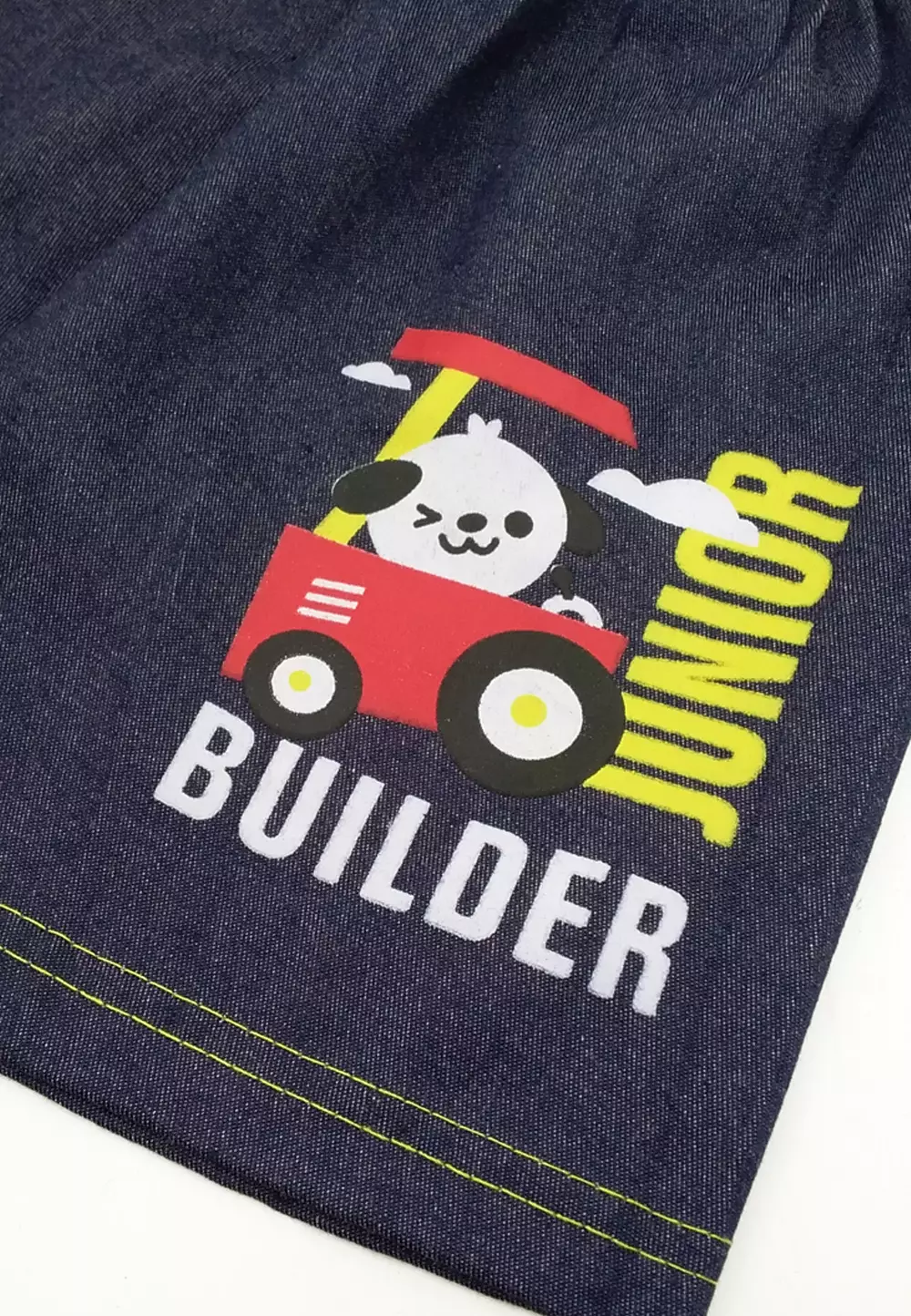 Wakakids Setelan Bayi Laki Laki Baju Lengan Pendek Anak Usia 6 Bulan Hingga 12 Bulan Set Celana Jeans Motif Tractor 3024 Abu Tua