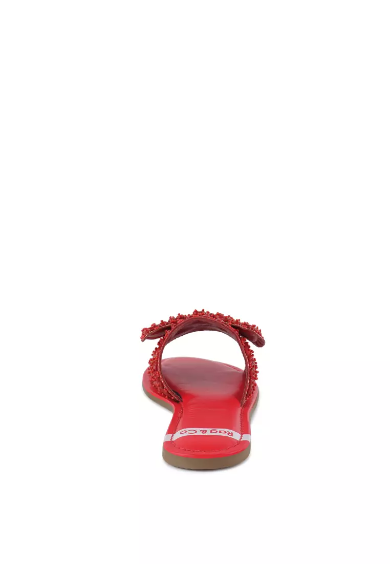Buy Rag & CO. Big Bow Beaded Flats in Red Online | ZALORA Malaysia
