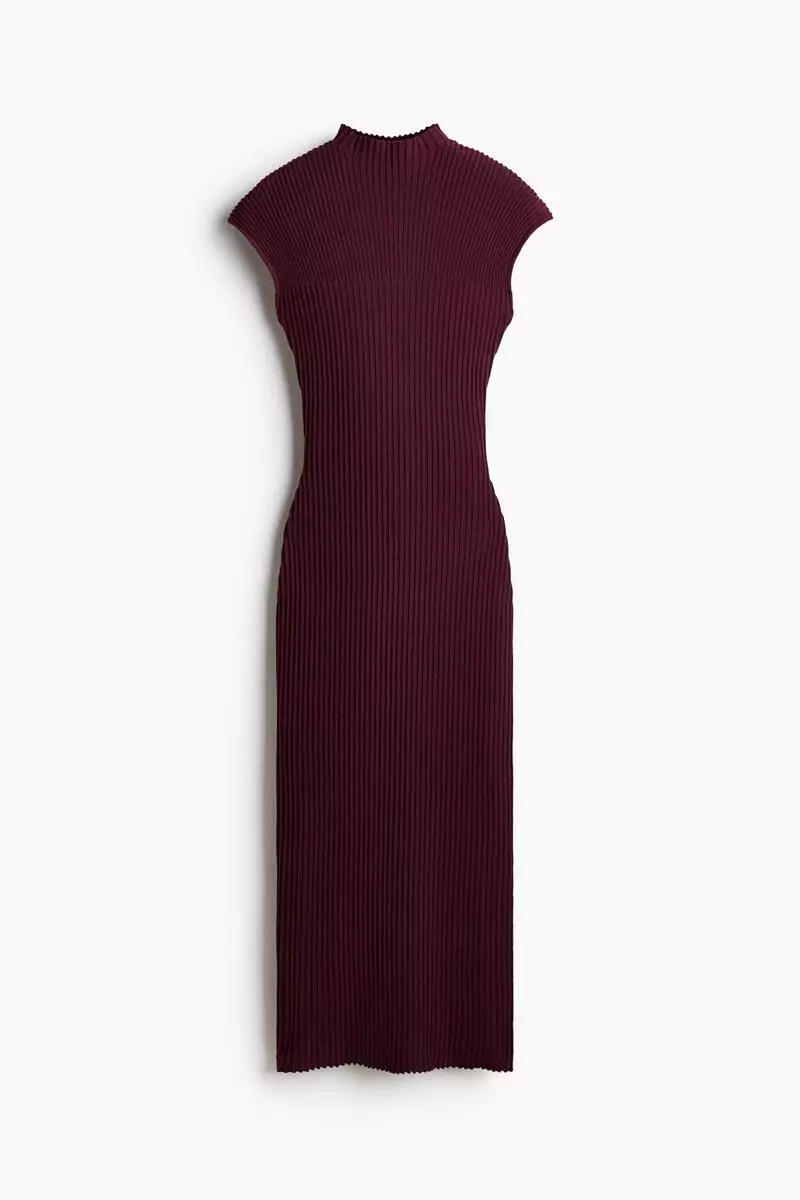Rib-knit turtleneck dress