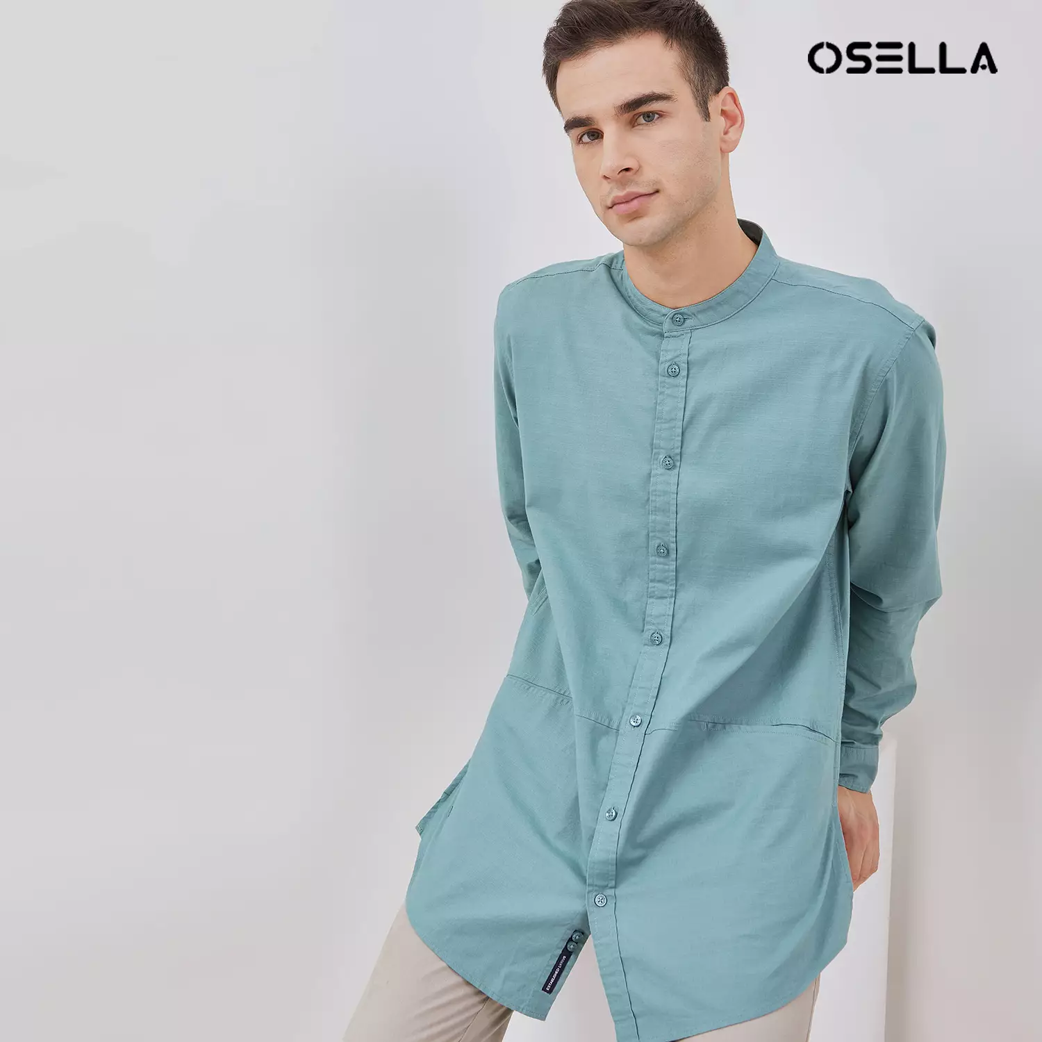 [NEW] Osella Zayan Tunic Shanghai Collared Long Sleeve Shirt 20375209 | Kemeja Lengan Panjang Pria