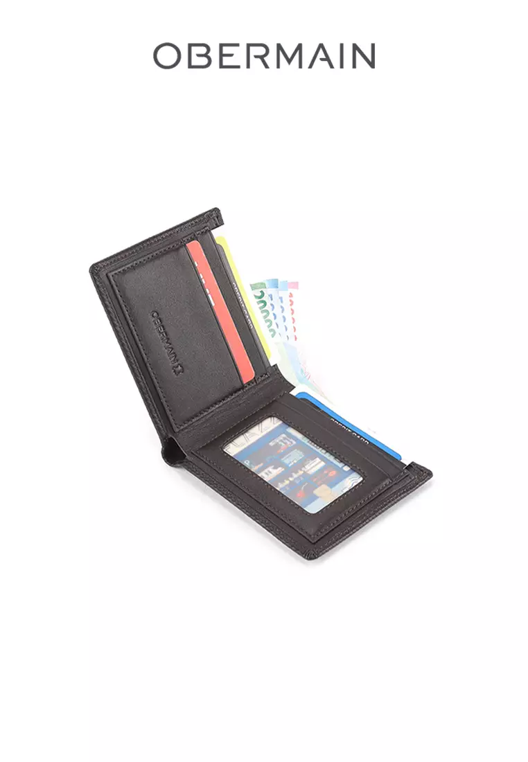 RFID Short Wallet Genuine Leather Brown
