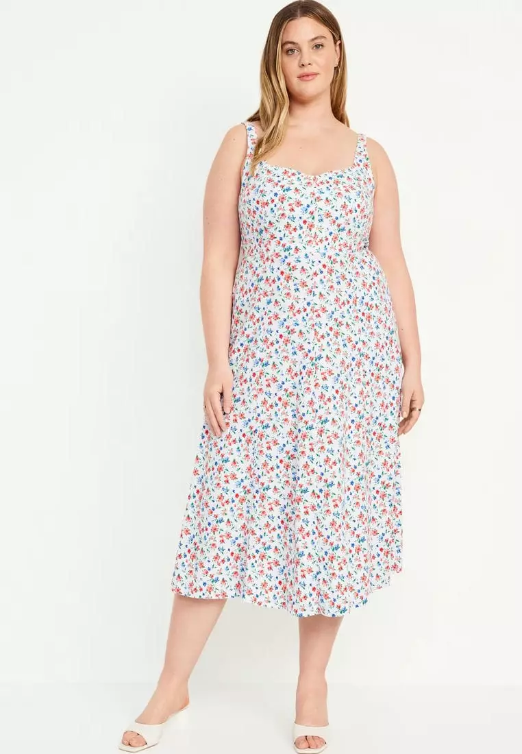 Fit & Flare Linen-Blend Midi Dress