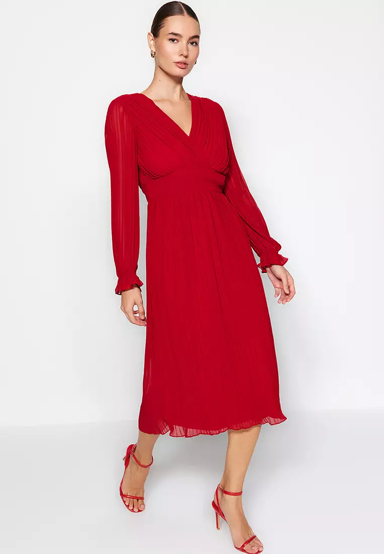 Pleated Midi Dress