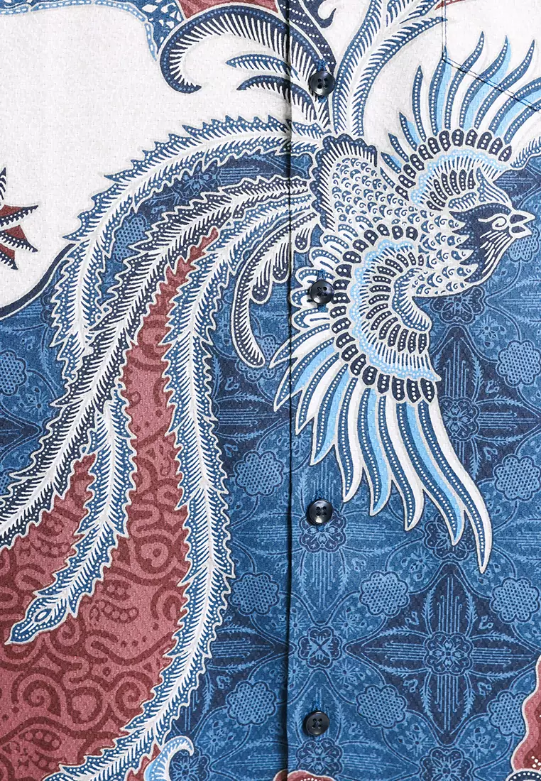 MANZONE - Kemeja Batik Lengan Panjang Puntadewa Comfort Fit - Navy Warna Navy