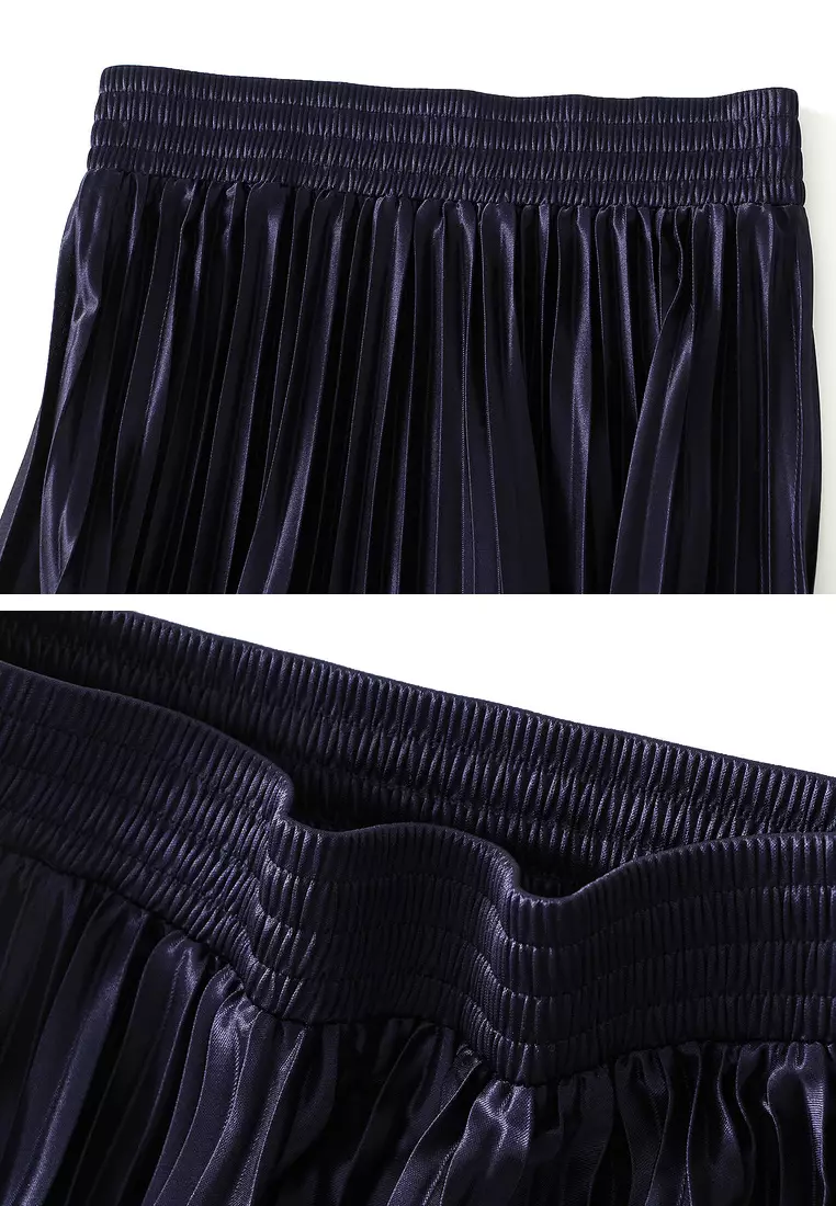 High Waist Glossy Pleated Skirt AF-6623