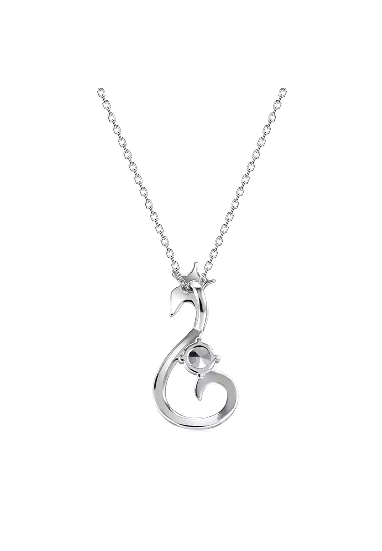 Berlian Moissanite Le Swan Pendant [GRA CERTIFICATE MOISSANITE DIAMOND] - Kalung 0,5 CT Moissanite Diamond 925 Silver CELESTA by Her Jewellery