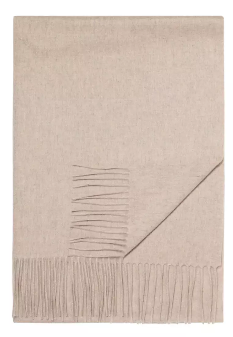 Aksesoris Wanita Virgin Wool Cashmere Shawl Syal Wanita Kasmir Wheat White