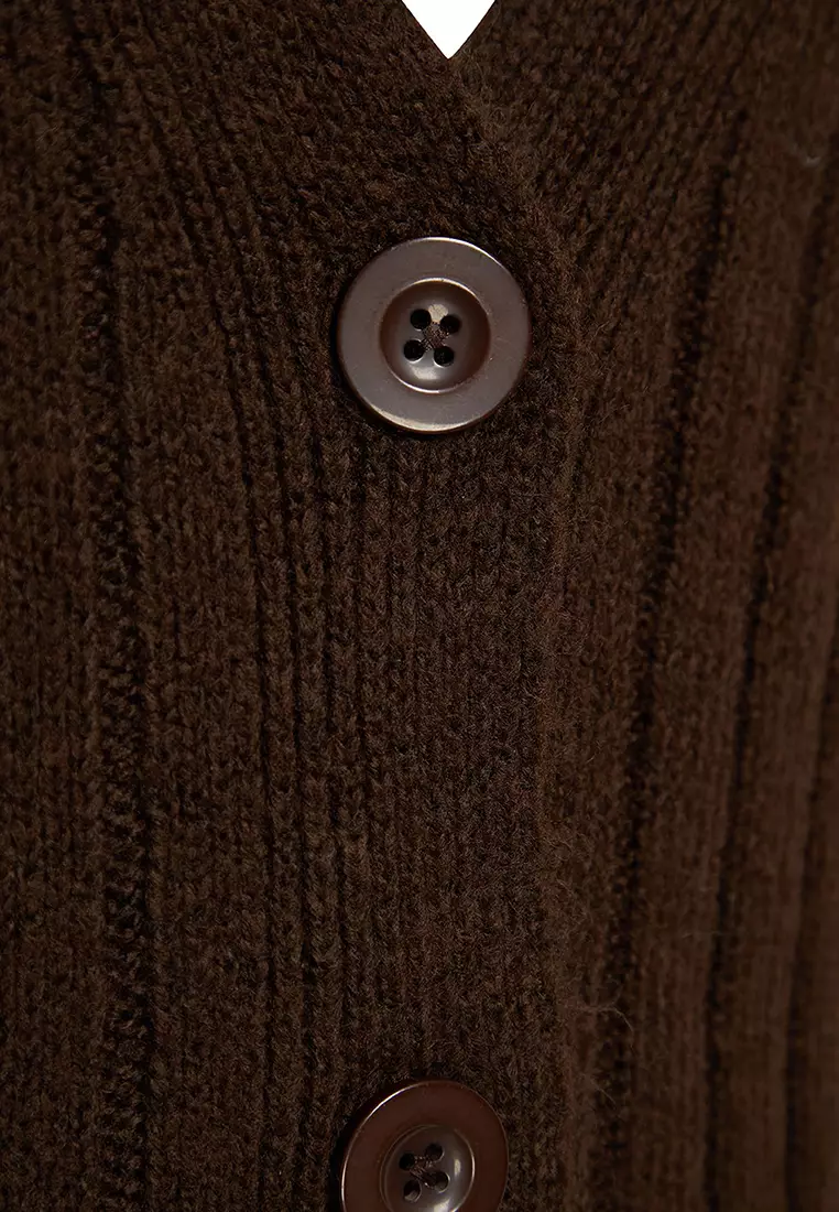 Brown Wide fit Soft Textured Knitwear Top-Top Set TWOAW22AU0128