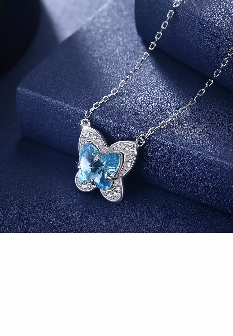 Buy Mooclife 925 Sterling Silver Blue Butterfly Necklace with