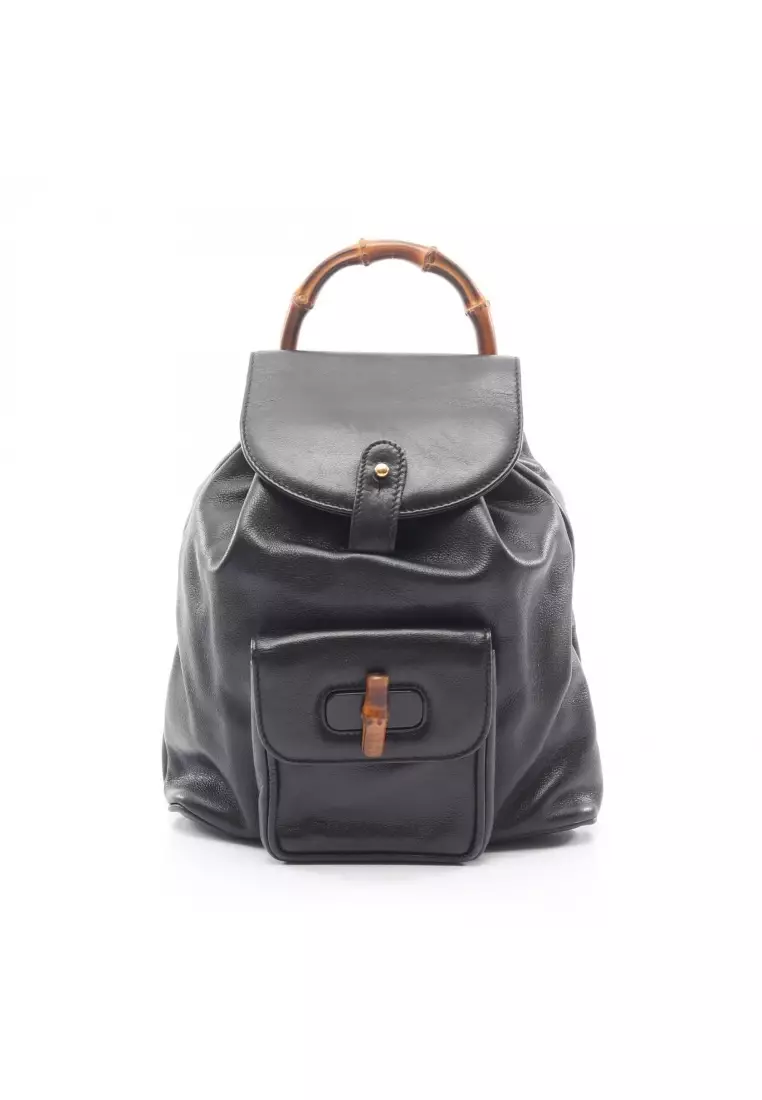 Buy Gucci Pre-Loved Gucci Bamboo Backpack rucksack leather black