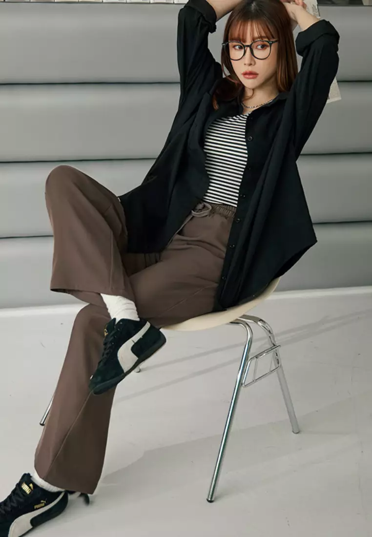 Wrinkle-Resistant Drawstring Trousers [BA7714]