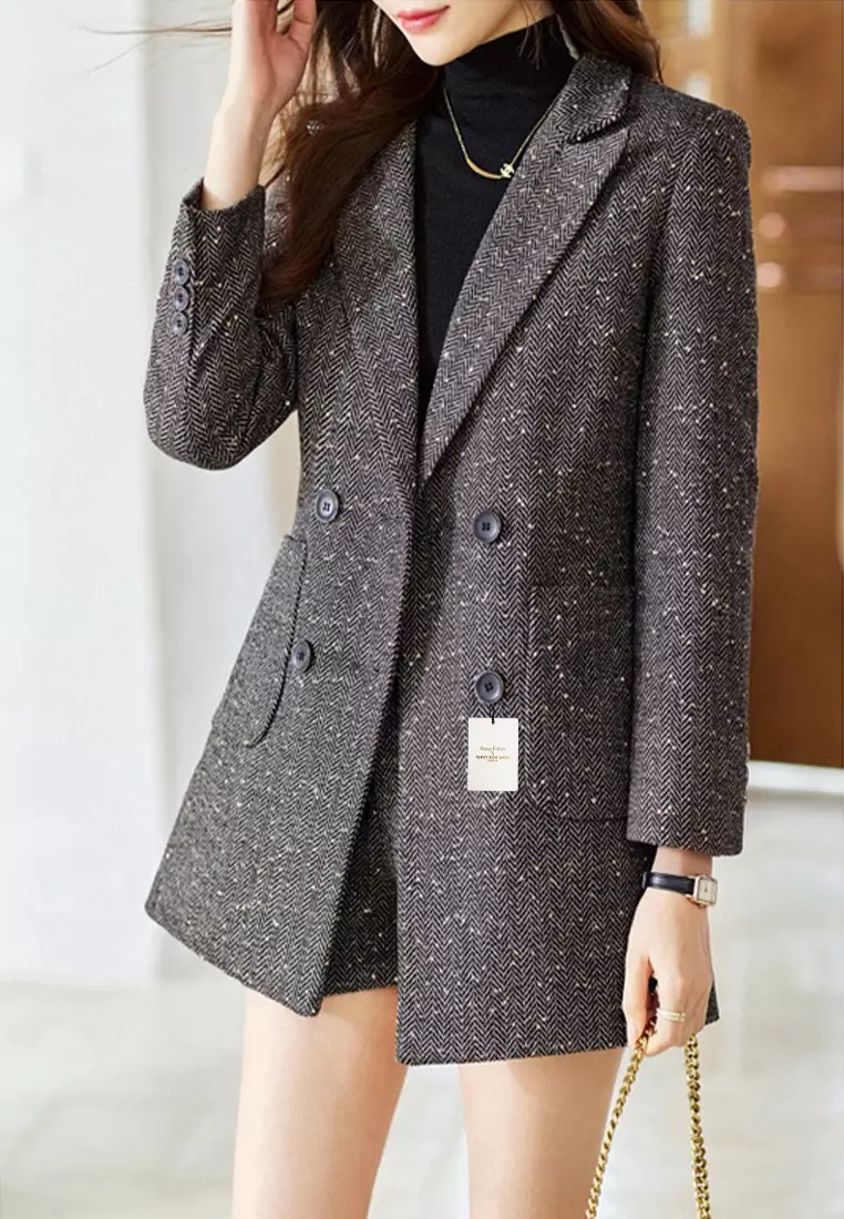 Polka Dot Slim Fit Suit Jacket YGH-EM8099