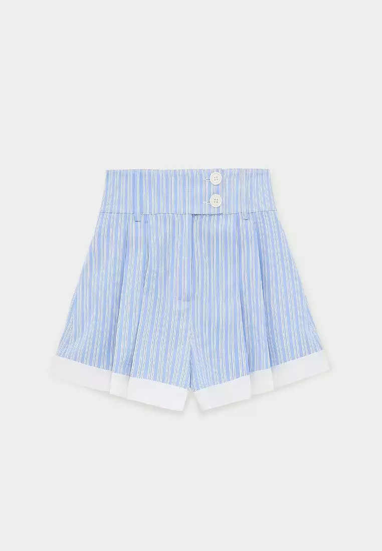 Pleated Striped Shorts