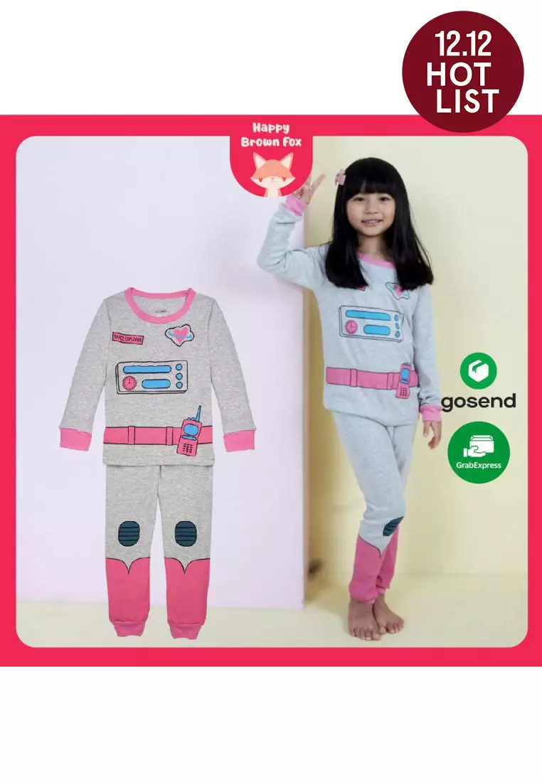 BAJU TIDUR PIYAMA ANAK SETELAN ANAK PEREMPUAN LENGAN PANJANG - Girl Space Explore