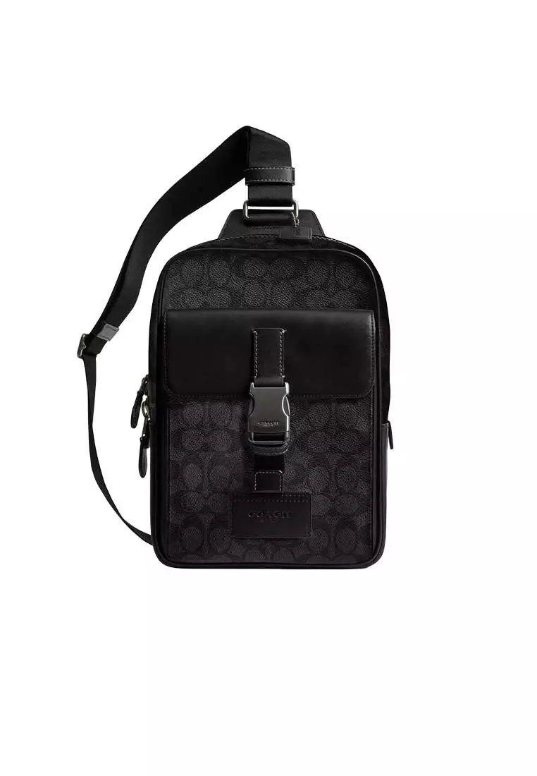 Coach Track Pack In Signature Canvas Charcoal/Black CX880 2026