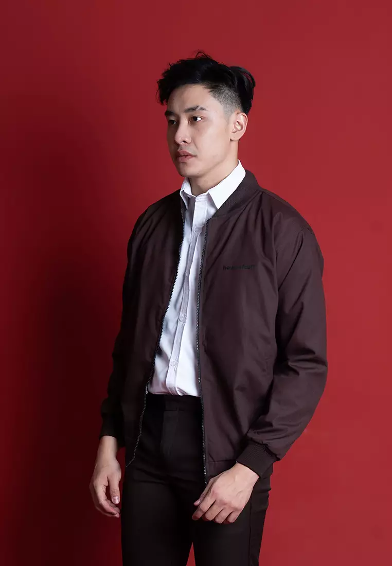 Houseofcuff Jaket Bomber Polos Windbreaker Cokelat Tua