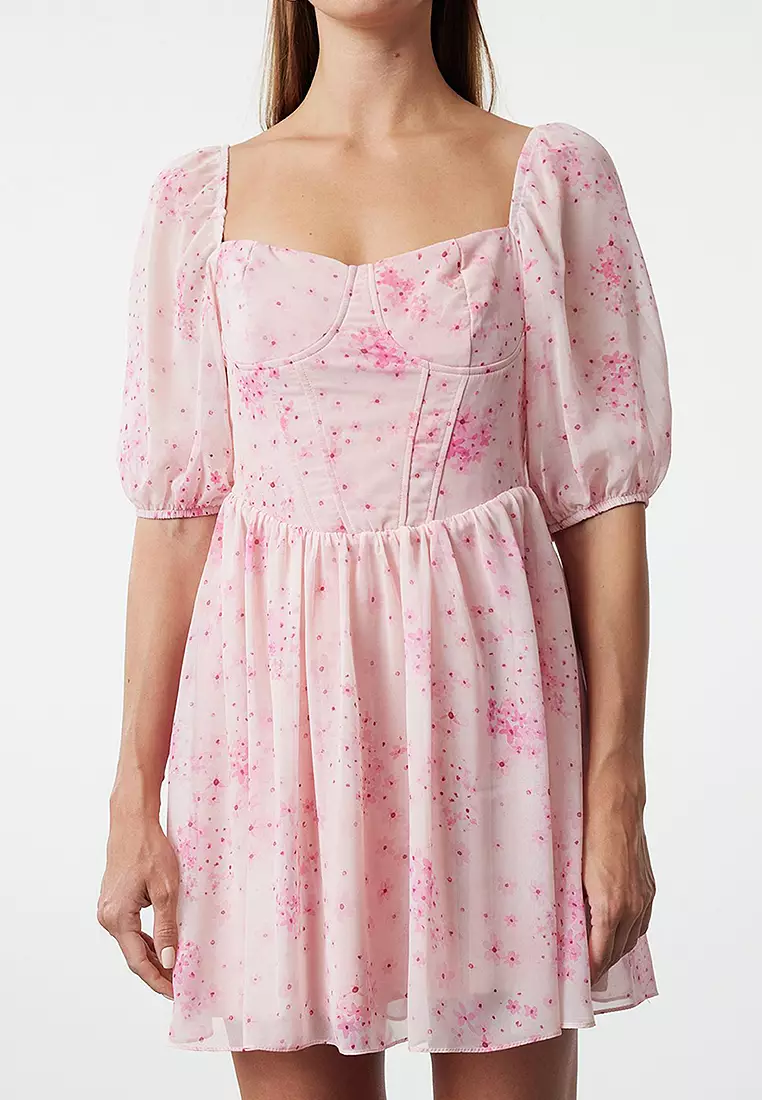 Balloon Sleeve Mini Dress