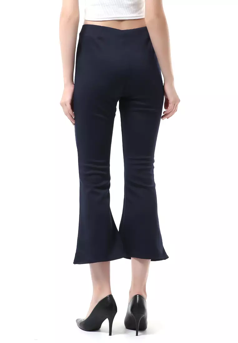 Stella Celana Kerja Wanita Long Pants Cutbray Simple Design Material Scuba ORIGINAL - Navy