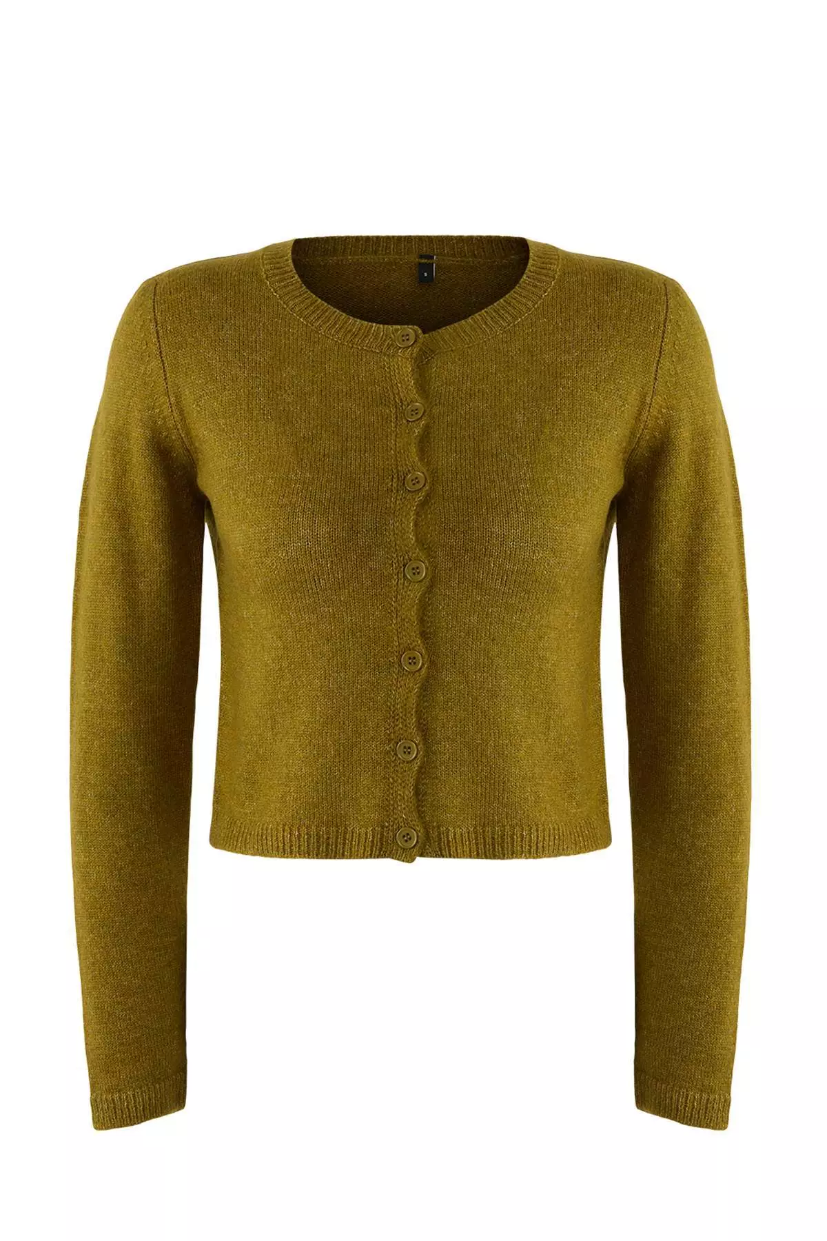 Khaki Crop Soft Textured 2 Piece Blouse Cardigan Knitwear Set