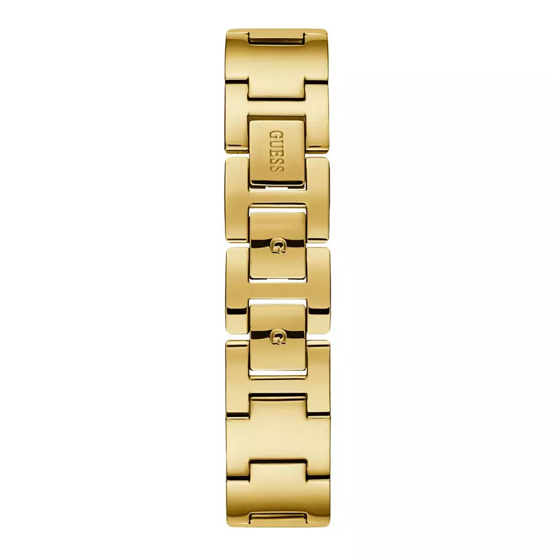 Jam Tangan Wanita Guess Tri Glitz W1142L2 Year-Round Gold Dial Stainless Steel Mesh Strap