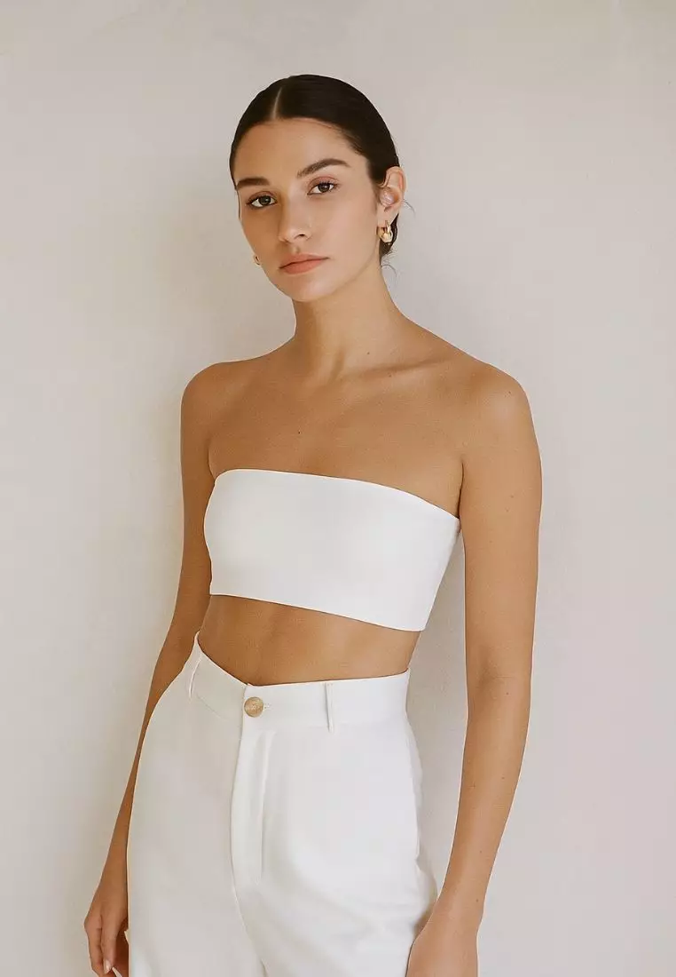 2 Pack Premium Anita Seamless Strapless Non-Slip Ice Silk Bralette Top Tube Bra in White and Black