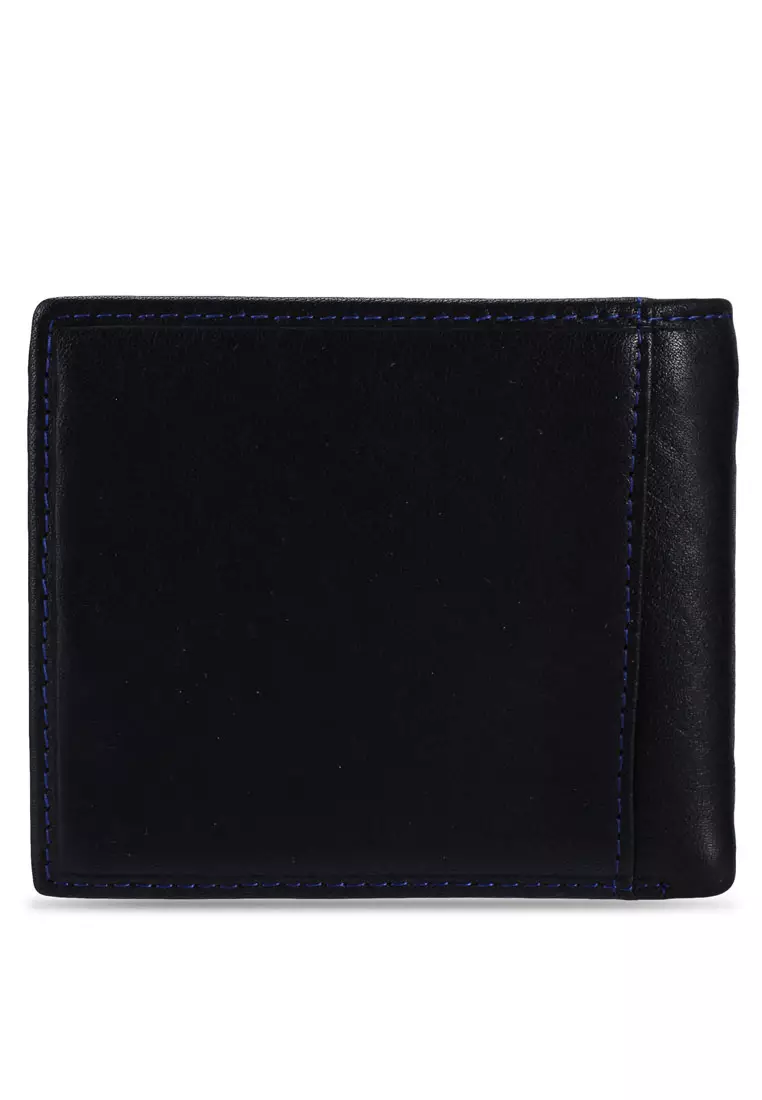 Men's RFID Genuine Leather Bi Fold Center Flap Short Wallet