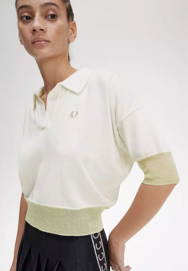 【FRED PERRY】Sheer Trim Knitted Shirt FRED PERRY Sheer Trim Knitted Shirt