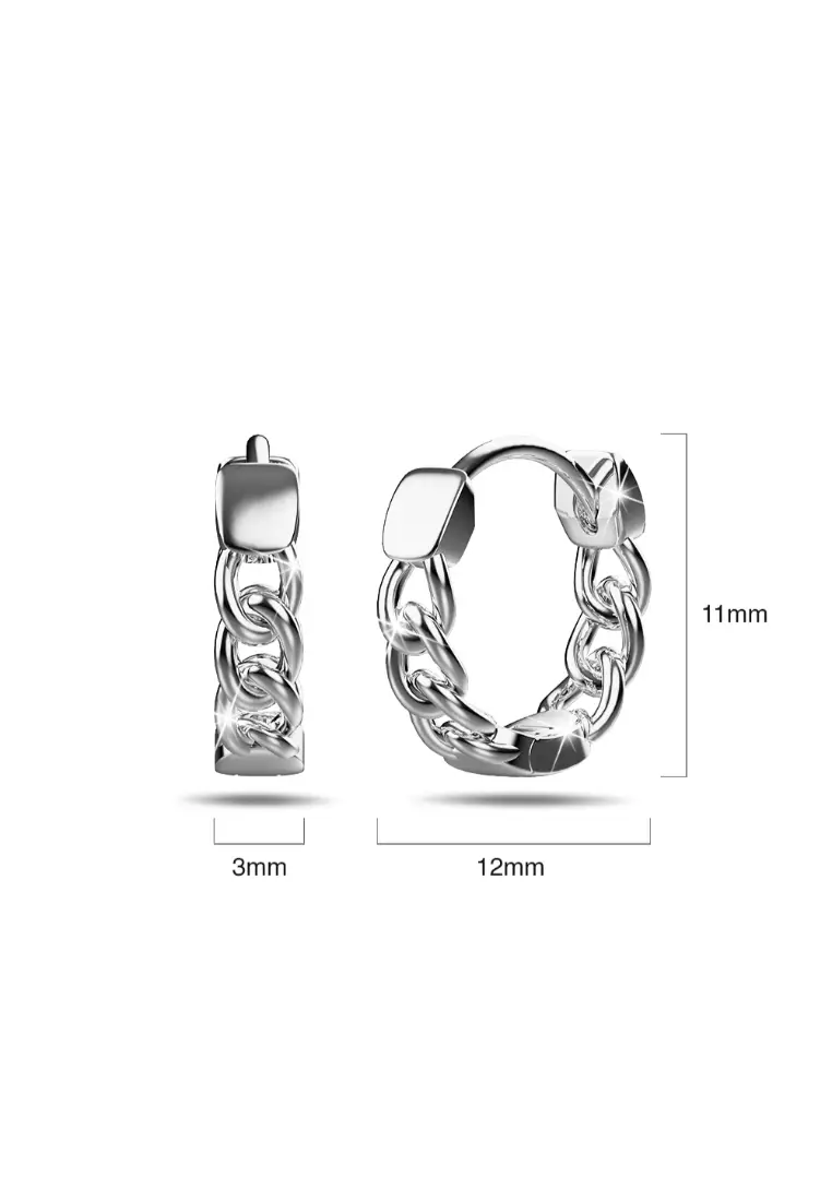 Solid 925 Sterling Silver Hoops of Lean Chains