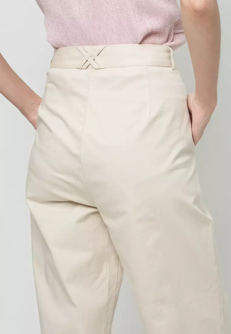 Kailee Relaxed Pants with Criss-Cross Waistband Detail