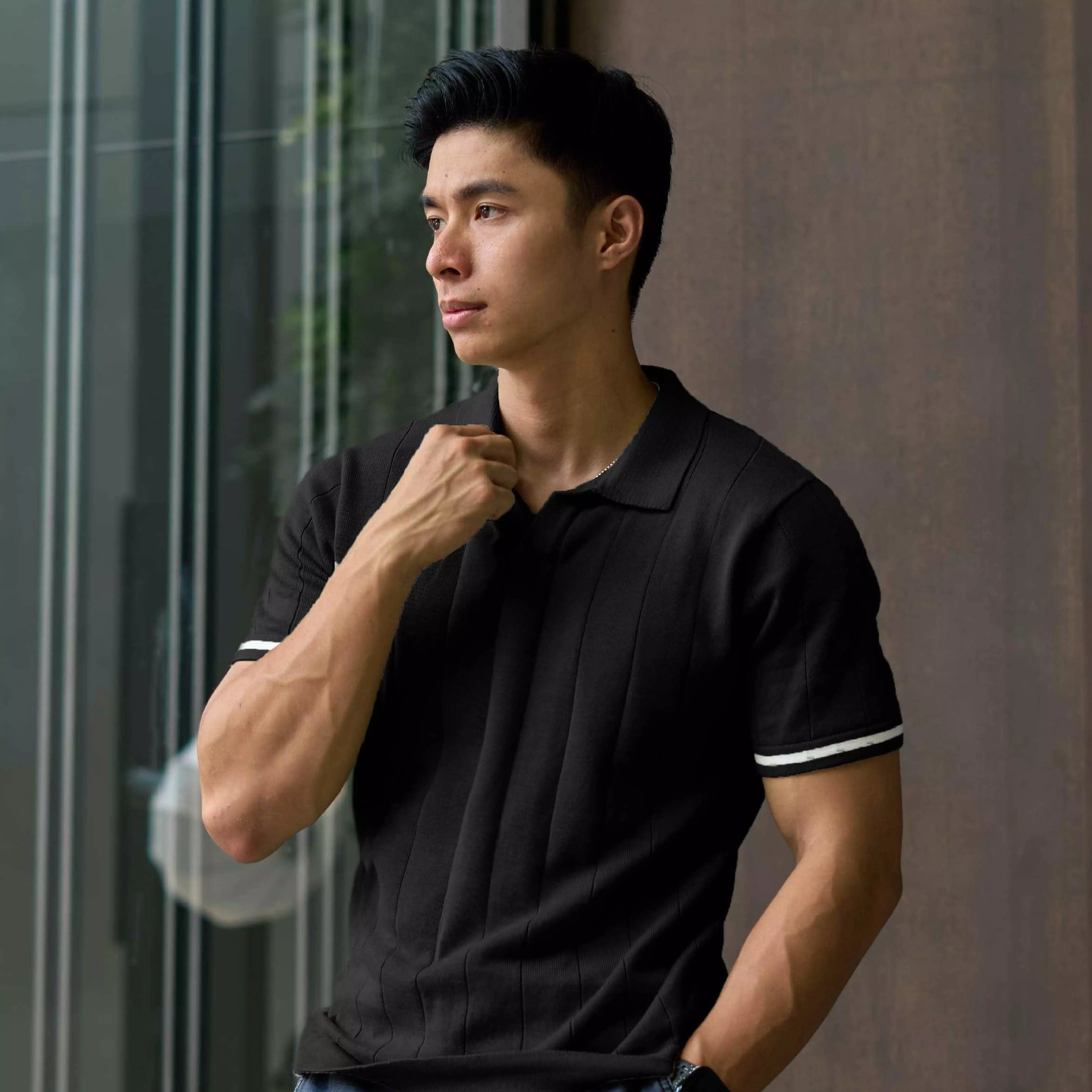 Kale Xander Black / Polo Shirt rajut premium berbahan dasar cotton wool