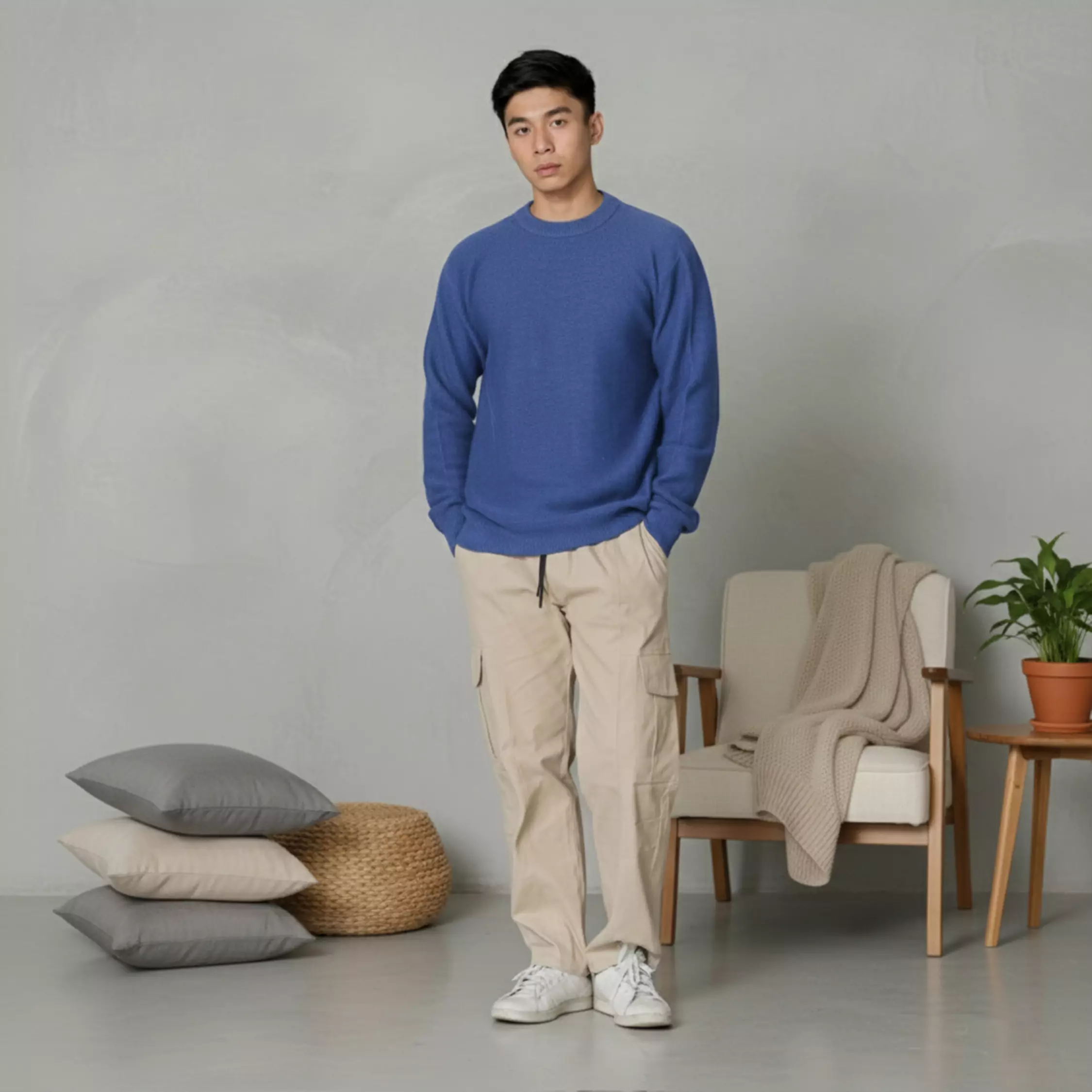 Kale Aiden Blue / Sweater Rajut Lengan Panjang