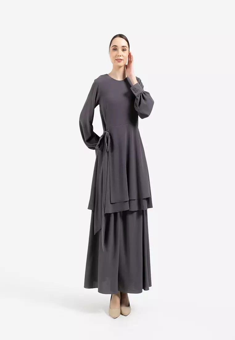 Delvira One Set Abaya Grey