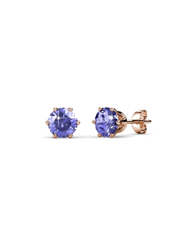 Her Jewellery purple and gold Birth Stone Earrings (February, Rose Gold) - Made with premium grade crystals from Austria 1671BAC2BF54C1GS_1