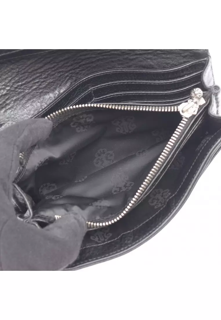 Pre-Loved Chrome Hearts Judy cross button Bi-fold Long Wallet leather black