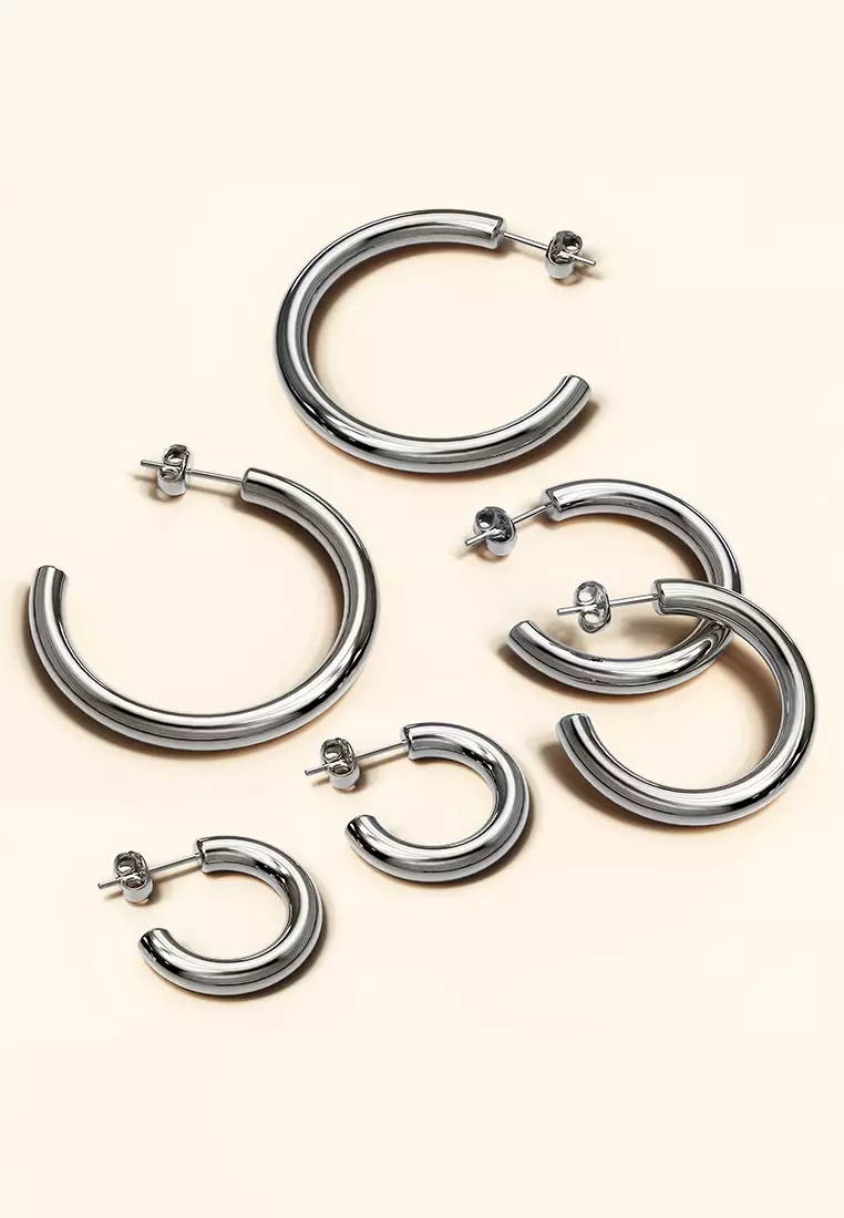 Erica White Gold Hoop Earrings 30mm