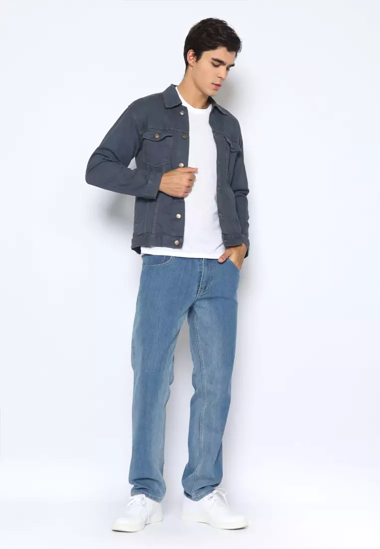 Jaket Denim Pria Washed Grey 192403