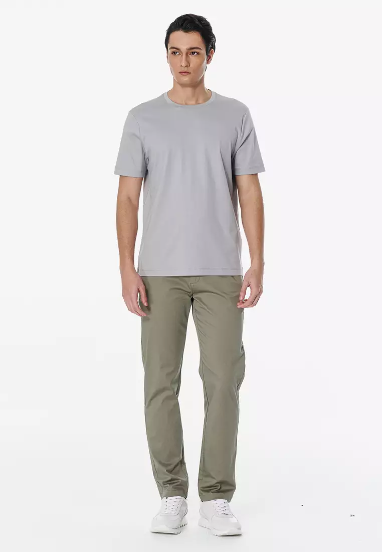 Light Grey Mercerized Cotton Crewneck T-Shirt