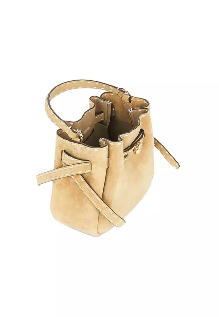 Buy TORY BURCH Women's Mini Romy contrast-stitch Suede Bucket Bag in ...
