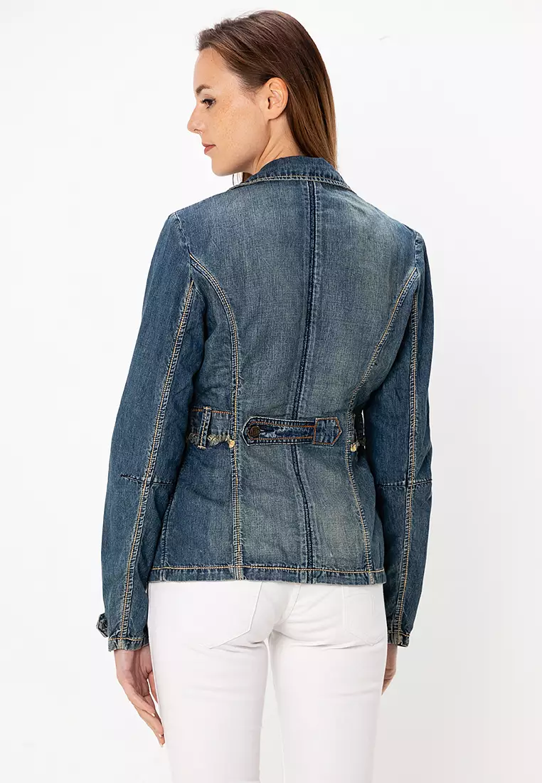 LJK LADIES DENIM BUTTON-UP JACKET