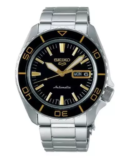 Jam Tangan Pria Seiko 5 Sports SRPK99 SRPK99K1 SKX SNZH5 Strap Stainless Steel Silver Automatic Blacktone Redux Dial Color