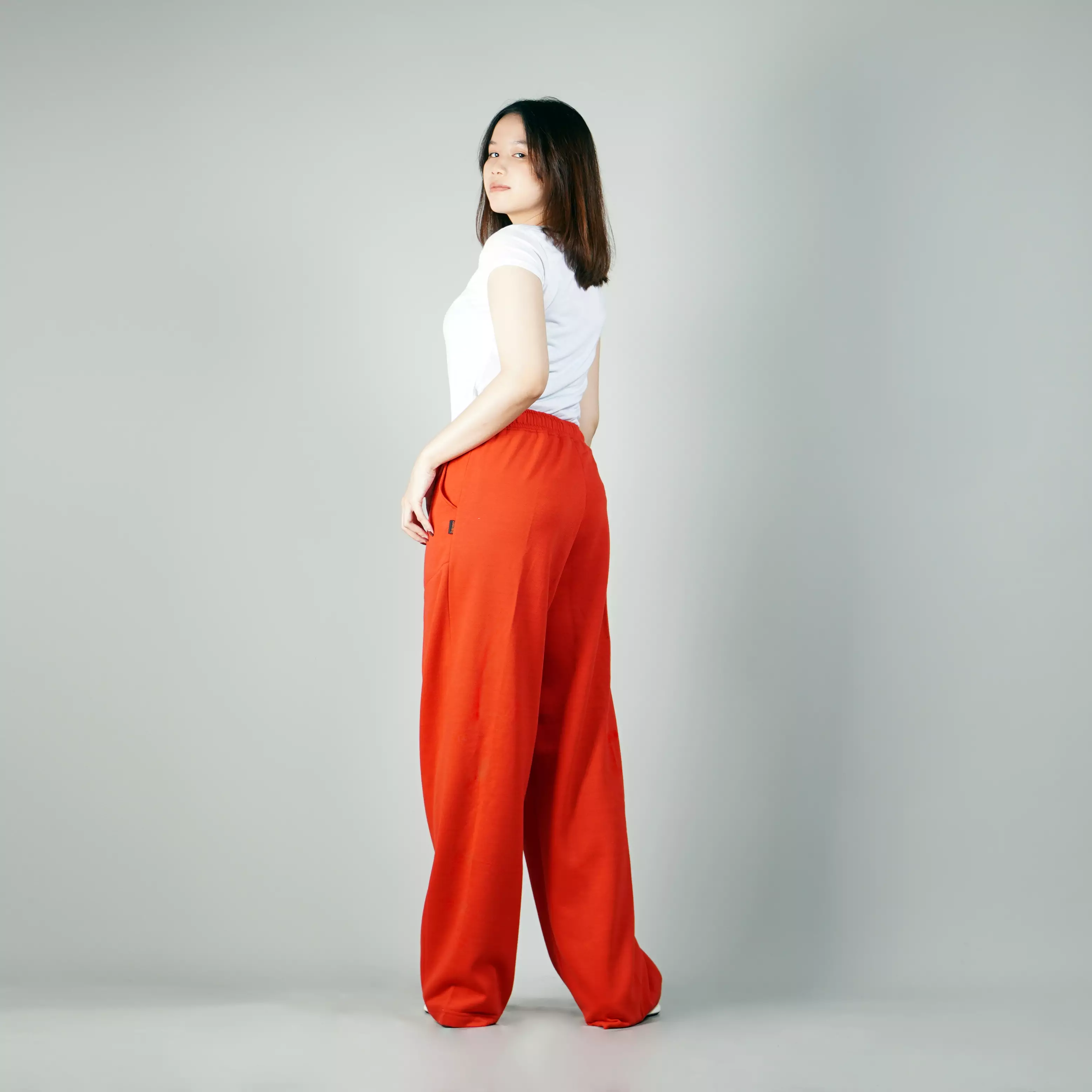 JENNIE Baggy Pants Celana Baggy Loose Pants Wanita - MERAH