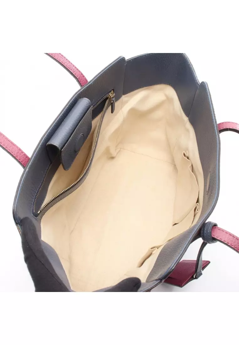 Pre-Loved Gucci swing Shoulder bag tote bag leather Pink purple Blue gray