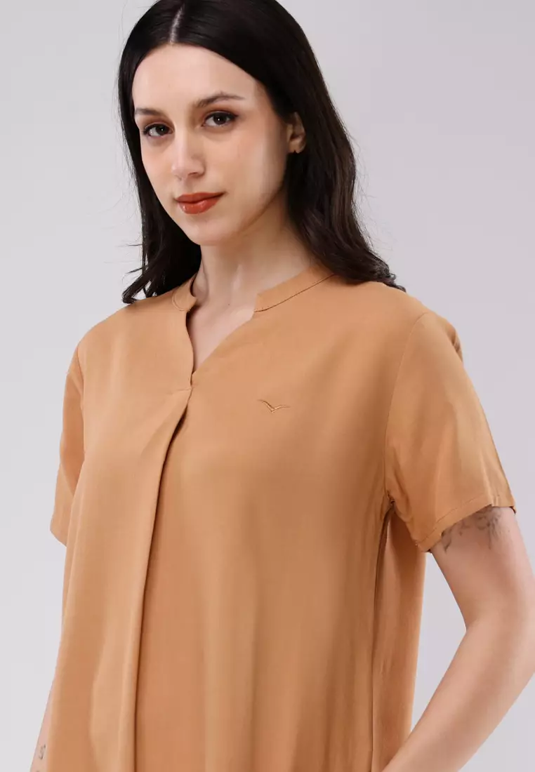Woven Boldtwill Plain Short Sleeve Blouse