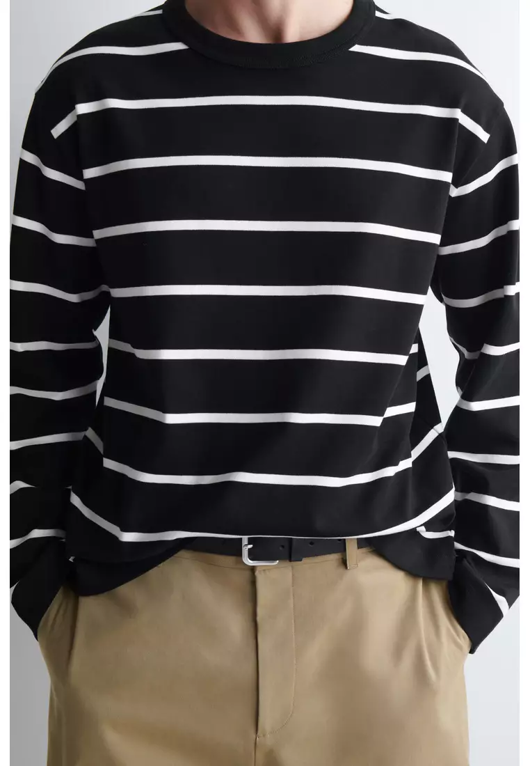 RELAXED JERSEY INTERLOCK LONG-SLEEVED T-SHIRT
