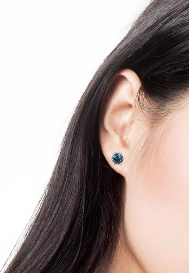 Galaxy Stone Earring Denim Blue WG - Anting Crystal by Her Jewellery