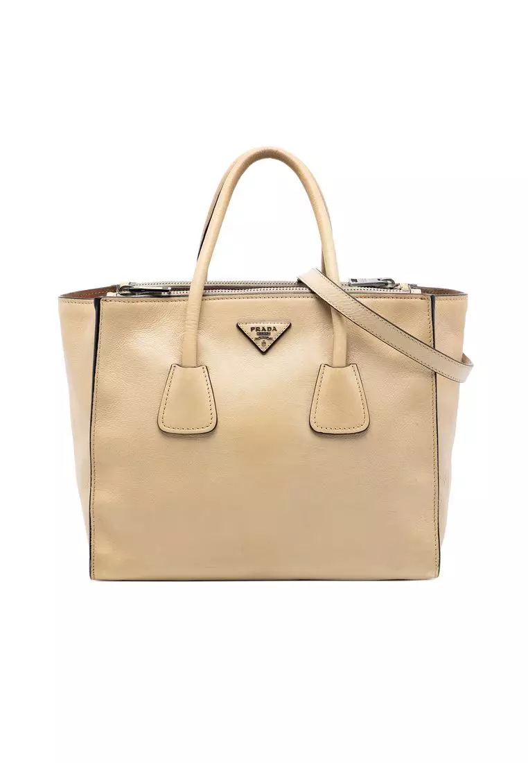 PRADA トートバッグ GLACE CALF Prada Pre-Loved Prada Glace Calf Twin Pocket Double Handle Satchel