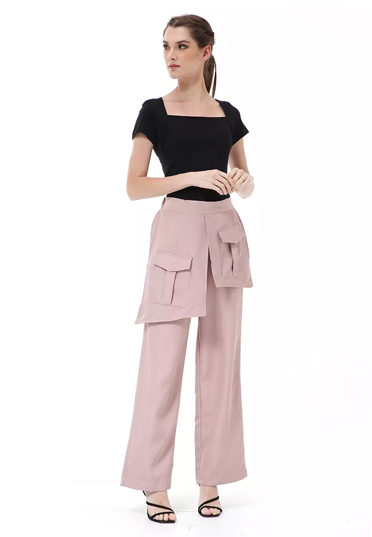 Stella Long Pants Celana Panjang Kasual Wanita Model Pocket Material Cotton ORIGINAL - Khaki