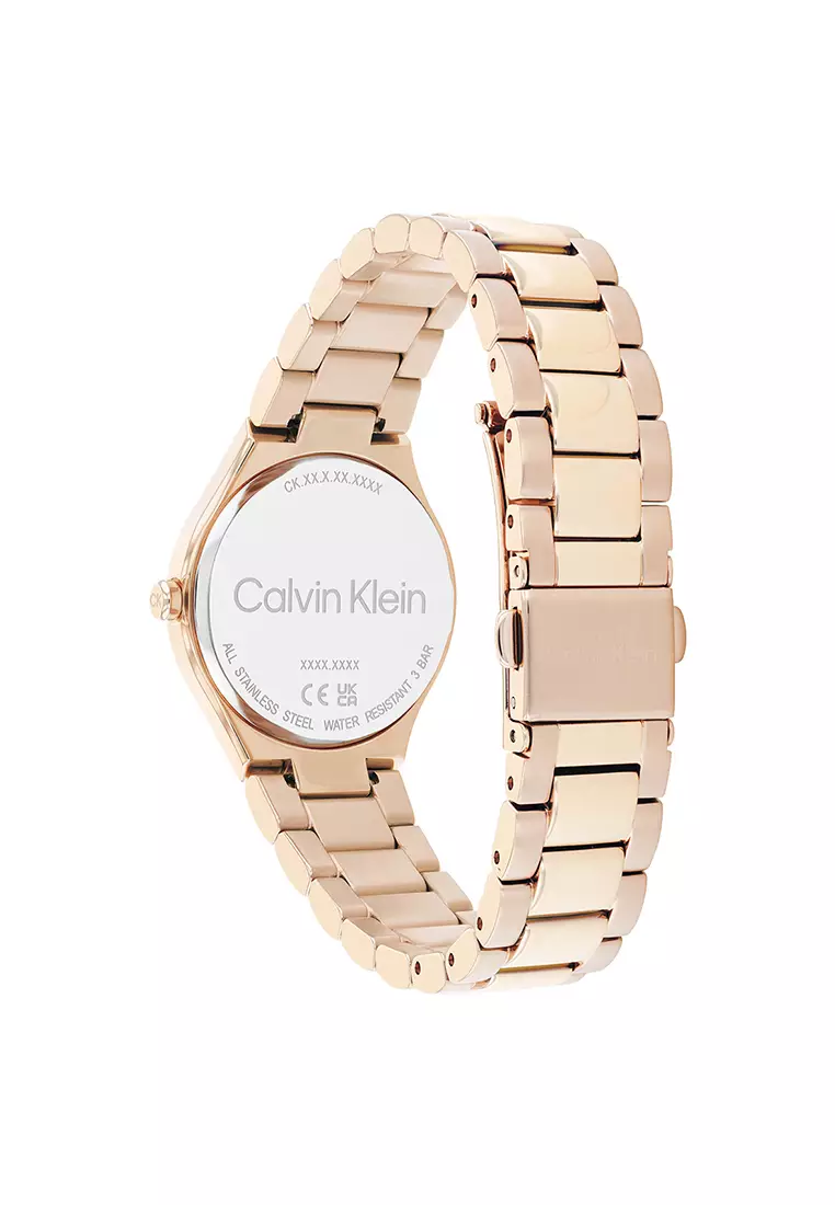 Women's Ionic Rose Gold Plated Steel Bracelet and Carnation Gold Dial Quartz Watch - CK25200334