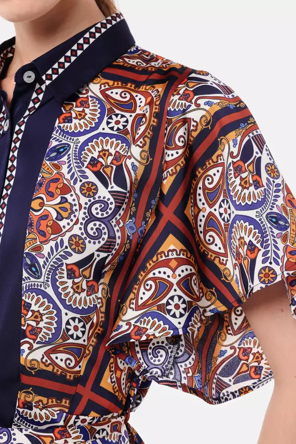 MINIMAL - Nayaka - Dress Motif Etnik Ornamen - Navy Warna Navy