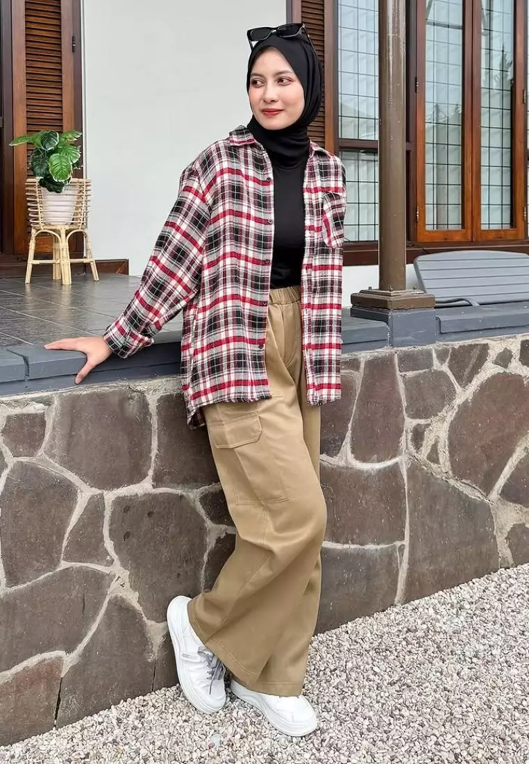 Agni Kemeja Flanel - Krem